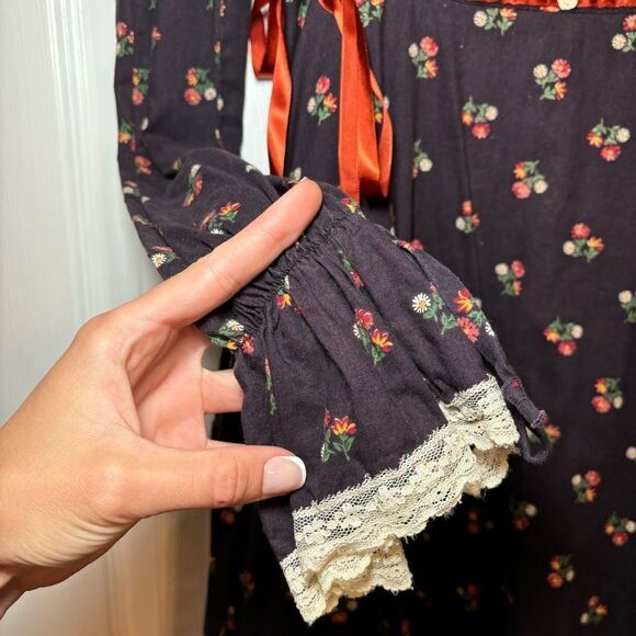 Gunne Sax Calico Dress Renaissance Fair Dress With Pockets Vintage 70s - Picture 14 of 17